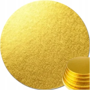 GRUBY Podkład POD TORT ZŁOTY OKRĄGŁY 28CM 12mm PODKŁAD ANGIELSKI