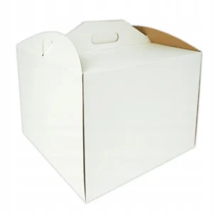 Karton pudełko na tort ciasto 30 x 30 x 25 cm BIAŁE opakowanie z rączką