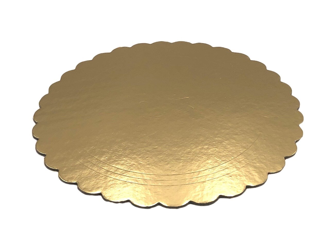 Krążek ozdobny złoty o średnicy 28 cm.