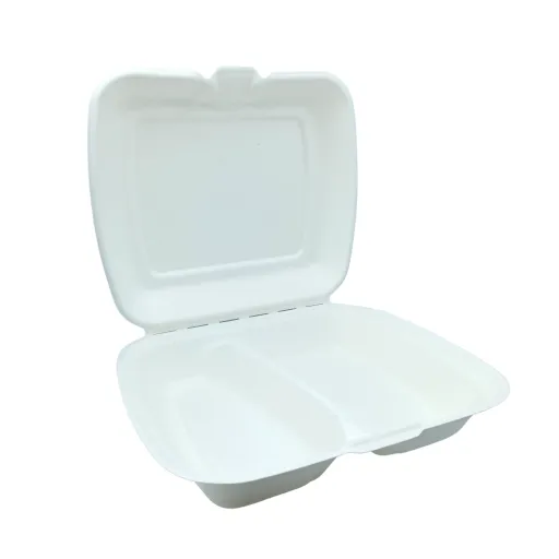 Pojemnik obiadowy dwudzielny ekologiczny z trzciny 50 szt 23 × 20,5 × 4/7 cm