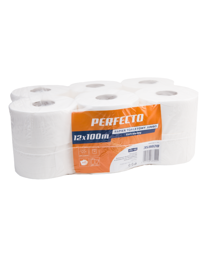 Papier toaletowy Jumbo PERFECTO 2‑warstwowy – 100 m, 12 rolek